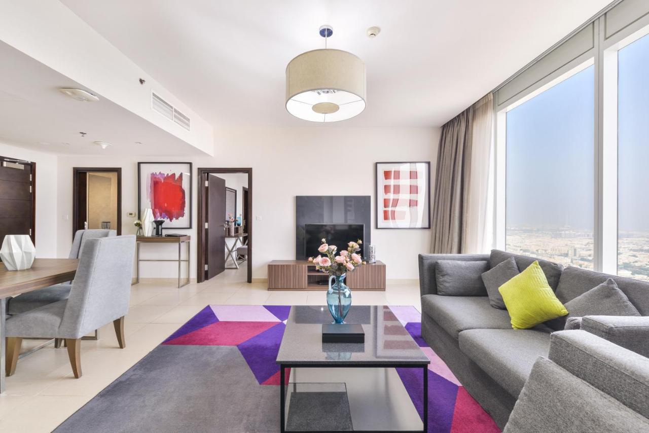 Nassima Tower Hotel Apartments Dubai Exterior photo A living room in a serviced apartment in Dubai
